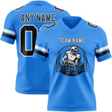 Custom Powder Blue Black-White Mesh Authentic Football Jersey