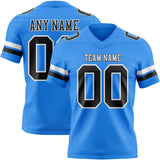 Custom Powder Blue Black-White Mesh Authentic Football Jersey