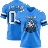 Custom Powder Blue White-Black Mesh Authentic Football Jersey