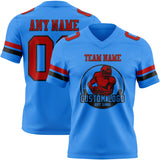 Custom Powder Blue Red-Black Mesh Authentic Football Jersey