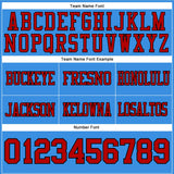 Custom Powder Blue Red-Black Mesh Authentic Football Jersey