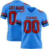 Custom Powder Blue Red-Black Mesh Authentic Football Jersey
