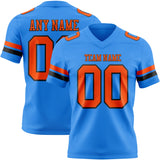 Custom Powder Blue Orange-Black Mesh Authentic Football Jersey