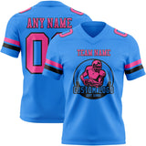 Custom Powder Blue Pink-Black Mesh Authentic Football Jersey