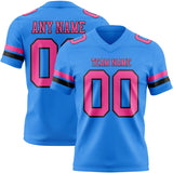 Custom Powder Blue Pink-Black Mesh Authentic Football Jersey