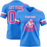 Custom Powder Blue Pink-White Mesh Authentic Football Jersey