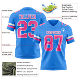 Custom Powder Blue Pink-White Mesh Authentic Football Jersey