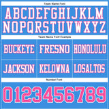 Custom Powder Blue Pink-White Mesh Authentic Football Jersey