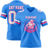 Custom Powder Blue White-Pink Mesh Authentic Football Jersey
