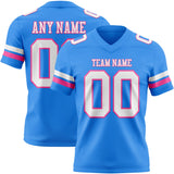 Custom Powder Blue White-Pink Mesh Authentic Football Jersey
