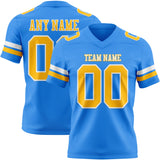 Custom Powder Blue Gold-White Mesh Authentic Football Jersey