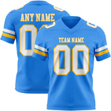 Custom Powder Blue White-Gold Mesh Authentic Football Jersey