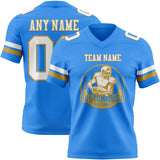Custom Powder Blue White-Old Gold Mesh Authentic Football Jersey