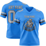 Custom Powder Blue Gray-Steel Gray Mesh Authentic Football Jersey