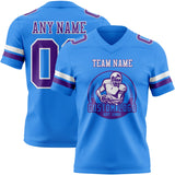 Custom Powder Blue Purple-White Mesh Authentic Football Jersey