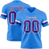 Custom Powder Blue Purple-White Mesh Authentic Football Jersey