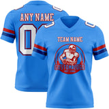 Custom Powder Blue White Royal-Red Mesh Authentic Football Jersey