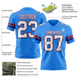 Custom Powder Blue White Royal-Red Mesh Authentic Football Jersey