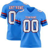 Custom Powder Blue White Royal-Red Mesh Authentic Football Jersey