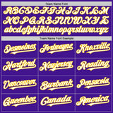 Custom Purple White-Yellow Mesh Authentic Throwback Baseball Jersey