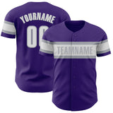 Custom Purple White-Gray Authentic Baseball Jersey