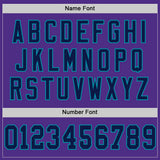 Custom Purple Navy-Teal Mesh Authentic Throwback Football Jersey