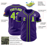 Custom Purple Neon Green-White Authentic Baseball Jersey