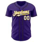 Custom Purple White Yellow-Black Authentic Baseball Jersey