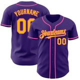 Custom Purple Yellow-Pink Authentic Baseball Jersey