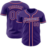 Custom Purple White-Red Authentic Baseball Jersey