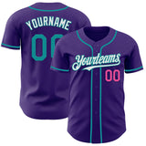 Custom Purple Teal Pink-White Authentic Baseball Jersey