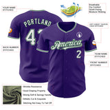 Custom Purple White Green-Gray Authentic Baseball Jersey