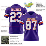 Custom Purple White-Orange Mesh Authentic Football Jersey