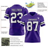 Custom Purple White-Black Mesh Authentic Football Jersey