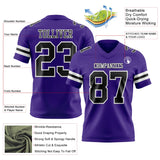 Custom Purple Black-White Mesh Authentic Football Jersey