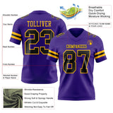 Custom Purple Black-Gold Mesh Authentic Football Jersey