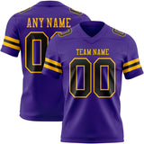 Custom Purple Black-Gold Mesh Authentic Football Jersey