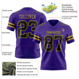 Custom Purple Black-Old Gold Mesh Authentic Football Jersey