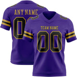 Custom Purple Black-Old Gold Mesh Authentic Football Jersey