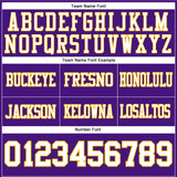 Custom Purple White-Gold Mesh Authentic Football Jersey