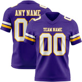 Custom Purple White-Gold Mesh Authentic Football Jersey