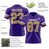 Custom Purple Old Gold-White Mesh Authentic Football Jersey