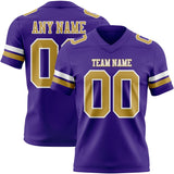 Custom Purple Old Gold-White Mesh Authentic Football Jersey