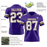 Custom Purple White-Old Gold Mesh Authentic Football Jersey