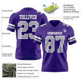 Custom Purple Gray-White Mesh Authentic Football Jersey