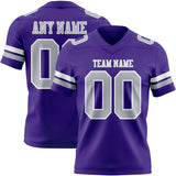 Custom Purple Gray-White Mesh Authentic Football Jersey