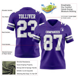 Custom Purple White-Gray Mesh Authentic Football Jersey