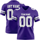 Custom Purple White-Gray Mesh Authentic Football Jersey