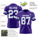 Custom Purple White-Light Blue Mesh Authentic Football Jersey
