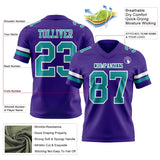 Custom Purple Teal-White Mesh Authentic Football Jersey